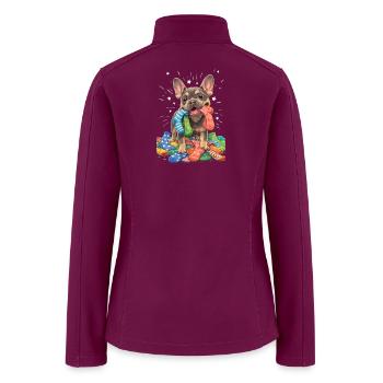 Puppy Sock Party Illustration - Women’s Soft Shell Jacket - raspberry - Back