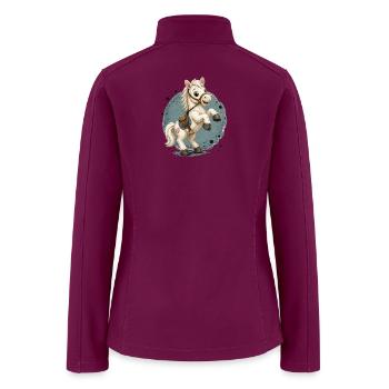 Cheerful Pony on Rustic Moon Patch - Women’s Soft Shell Jacket - raspberry - Back