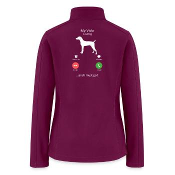 Vizsla Calling Funny Incoming Phone Screen - Women’s Soft Shell Jacket - raspberry - Back