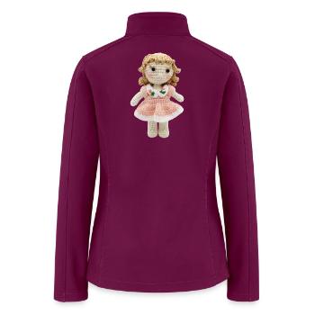 Sweet Handmade Crochet Doll in Pink Dress - Women’s Soft Shell Jacket - raspberry - Back