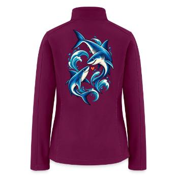 Sharks in a Love Current | Romantic Shark Couple - Women’s Soft Shell Jacket - raspberry - Back