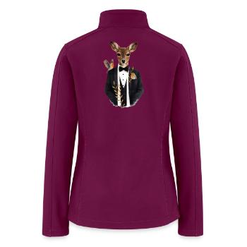 Elegant Deer in a Tuxedo with Birds - Women’s Soft Shell Jacket - raspberry - Back