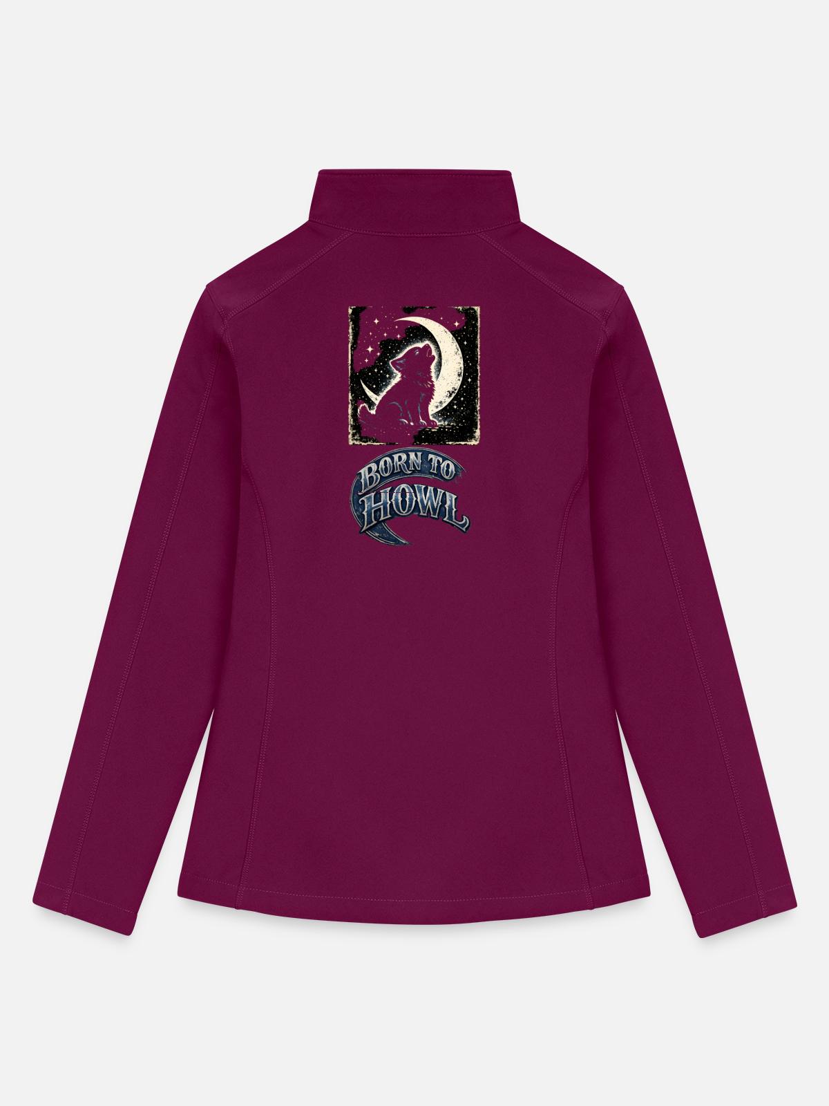 Moonlit Wolf Howl - Women’s Soft Shell Jacket - raspberry - Back
