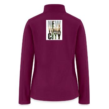New York City Skyline Typography - Women’s Soft Shell Jacket - raspberry - Back
