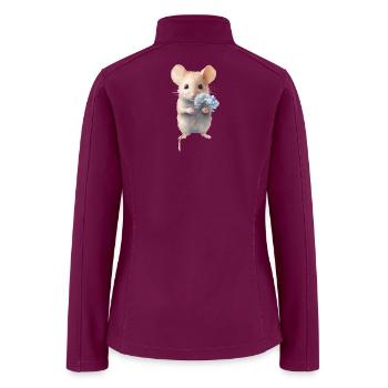 Cute Baby Mouse and Flower - Women’s Soft Shell Jacket - raspberry - Back