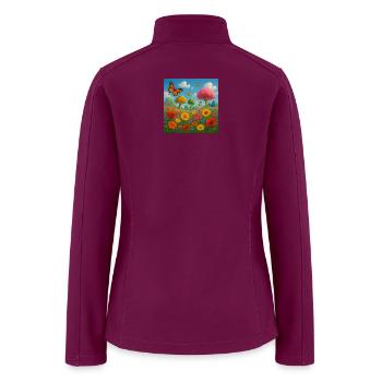 Butterfly Meadow Bloomscape - Women’s Soft Shell Jacket - raspberry - Back