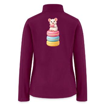 Cute mouse on colorful macarons - Women’s Soft Shell Jacket - raspberry - Back