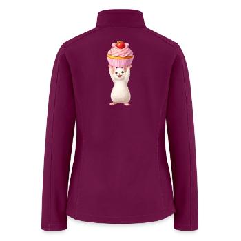 Cute Mouse with Strawberry Cupcake - Women’s Soft Shell Jacket - raspberry - Back