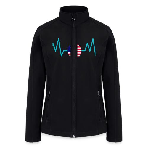 Heartbeat USA Flag – Patriotic American Pride Tee - Women’s Soft Shell Jacket