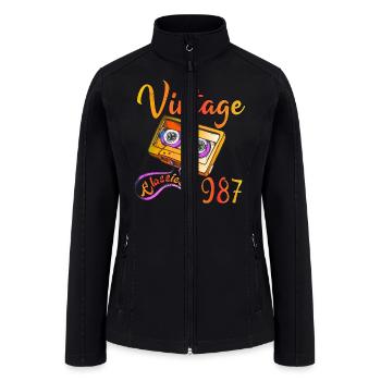 Vintage 1987 – Classic Cassette Tape Vibe - Women’s Soft Shell Jacket - black - Front
