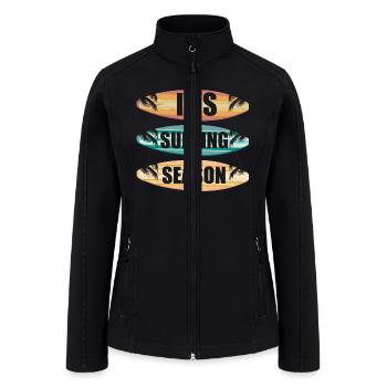 It's Surfing Season Summer Surfer Surfboard - Women’s Soft Shell Jacket - black - Front