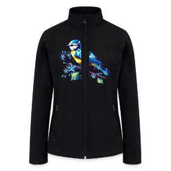 enchanting blue tit on a lilac branch - Women’s Soft Shell Jacket - black - Front