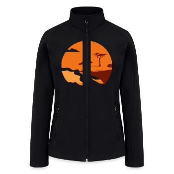 african landscape vector - Women’s Soft Shell Jacket - black - Front