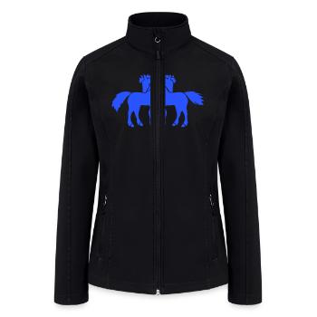 2 horses Team Pony Foal Couple Comic Friends Love - Women’s Soft Shell Jacket - black - Front
