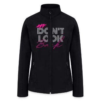 White and Cyan Typography Motivational T-shirt - Women’s Soft Shell Jacket - black - Front