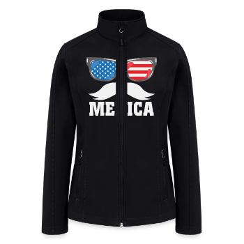 Merica Sunglass Mustache 4th of July Gift Ideas - Women’s Soft Shell Jacket - black - Front