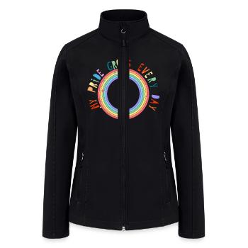 colorful Pride lettering with rainbow - Women’s Soft Shell Jacket - black - Front
