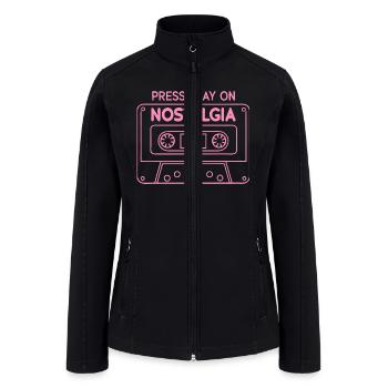 Press Play Nostalgia Cassette 80s 90s - Women’s Soft Shell Jacket - black - Front