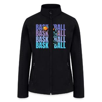 Astronaut Dunking Basketball Creative Illustration - Women’s Soft Shell Jacket - black - Front