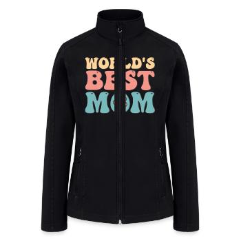Retro Groovy World s Best Mom - Women’s Soft Shell Jacket - black - Front