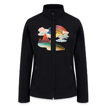 Rainbow Clouds Mountain Landscape - Women’s Soft Shell Jacket - black - Front