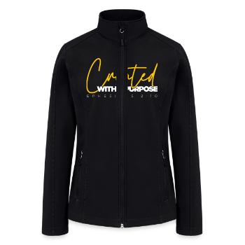 Created With A Purpose (Yellow) - Women’s Soft Shell Jacket - black - Front