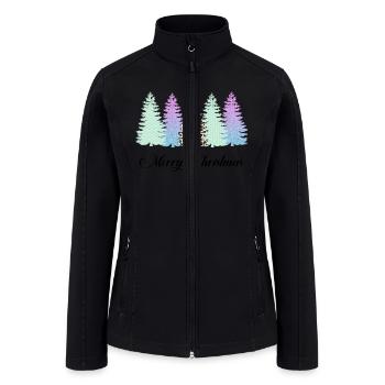 Merry Christmas pine Merry Christmas - Women’s Soft Shell Jacket - black - Front