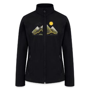 Mountain Landscape Dot Art - Women’s Soft Shell Jacket - black - Front