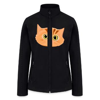 Cute Orange Cat Face - Women’s Soft Shell Jacket - black - Front