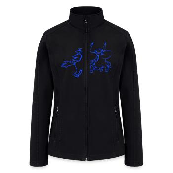 2 unicorns team riding fast gallop crew friends - Women’s Soft Shell Jacket - black - Front