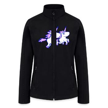 2 unicorns team riding fast gallop crew friends - Women’s Soft Shell Jacket - black - Front