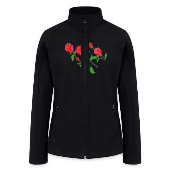 red roses - Women’s Soft Shell Jacket - black - Front