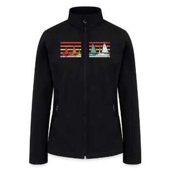 Sailboat Sailing Boating Vintage - Women’s Soft Shell Jacket - black - Front
