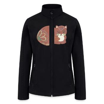 Folk art comfy cat - Women’s Soft Shell Jacket - black - Front