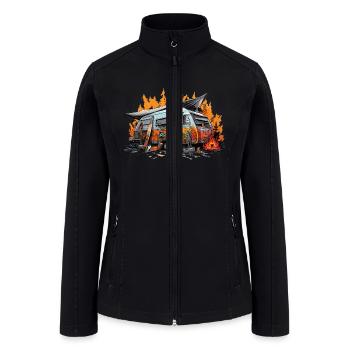 Campfire Nights. Retro Camping Adventure. - Women’s Soft Shell Jacket - black - Front