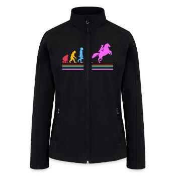 Retro Equestrian Riding Horse Racing Evolution - Women’s Soft Shell Jacket - black - Front