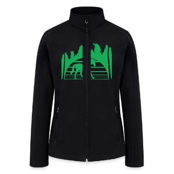 Horse Riding Lines Rider Sun Palm Trees Silhouette - Women’s Soft Shell Jacket - black - Front