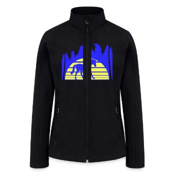 Horse Riding Lines Rider Sun Palm Trees Silhouette - Women’s Soft Shell Jacket - black - Front