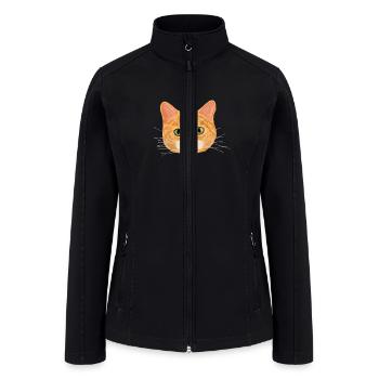 Cute Orange Cat Face - Women’s Soft Shell Jacket - black - Front