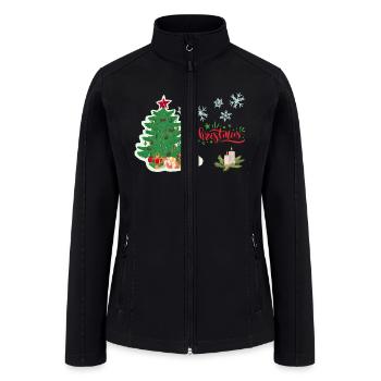 Merry Christmas Tree and Candles - Women’s Soft Shell Jacket - black - Front