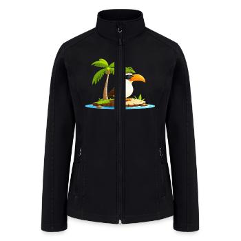 Cool Bird on a Tiny Island - Women’s Soft Shell Jacket - black - Front