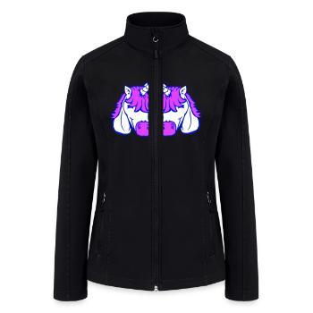 2 Unicorns Team Couple Horns Friends Greeting Cute - Women’s Soft Shell Jacket - black - Front