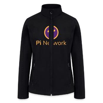 Pi Coin with Title - Women’s Soft Shell Jacket - black - Front