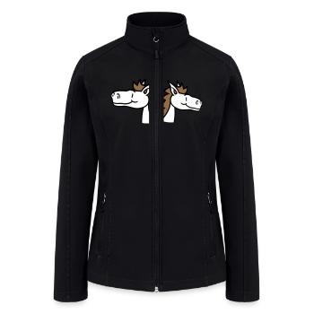 2 horses Team Pony Foal Couple Comic Friends Love - Women’s Soft Shell Jacket - black - Front