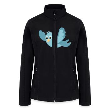 Cartoon Blue Bird - Women’s Soft Shell Jacket - black - Front