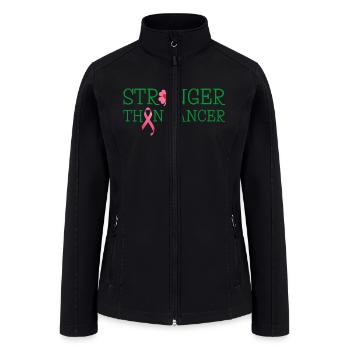 Breast Cancer Awareness - Stronger Than Cancer - Women’s Soft Shell Jacket - black - Front