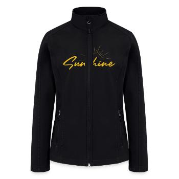 Radiant Sunshine Script on Elegant Black - Women’s Soft Shell Jacket - black - Front