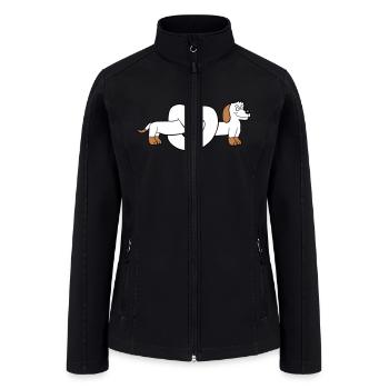 Dog Dachshund Pretzel Shape Knot Long Body Comic - Women’s Soft Shell Jacket - black - Front