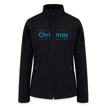Cyan Christmas and Happy New Year - Women’s Soft Shell Jacket - black - Front