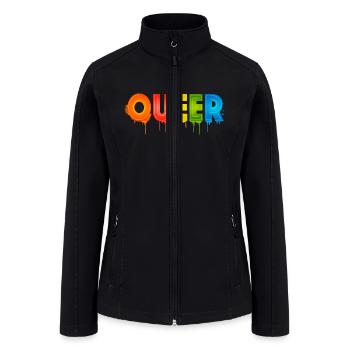 Queer Typo for Pride Month Equal Rights LGBTQ - Women’s Soft Shell Jacket - black - Front